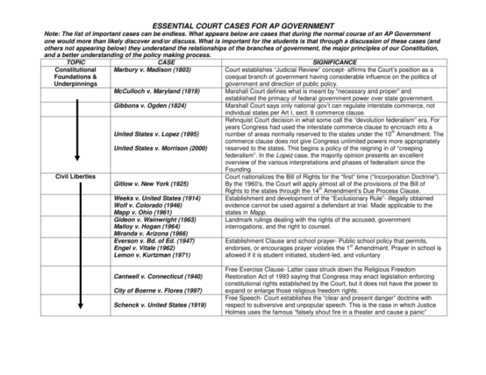 Ap government court cases cheat sheet