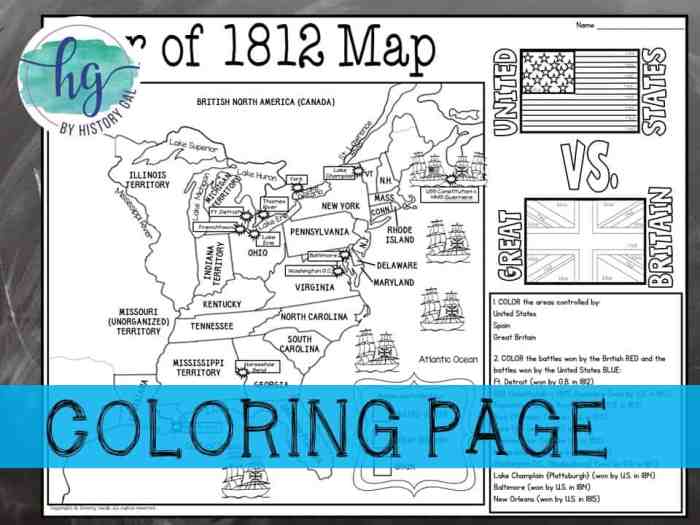 War of 1812 map answer key