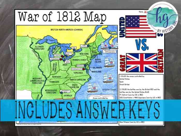 War of 1812 map answer key