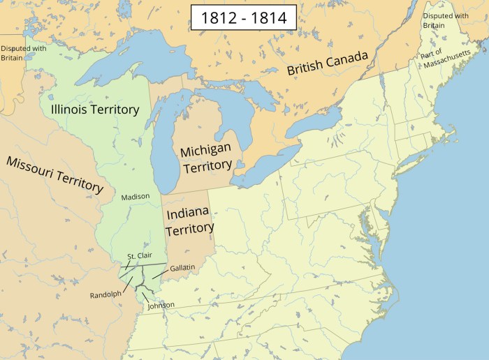 War of 1812 map answer key