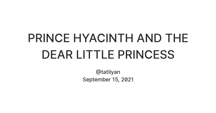 Prince hyacinth and the dear little princess answer key